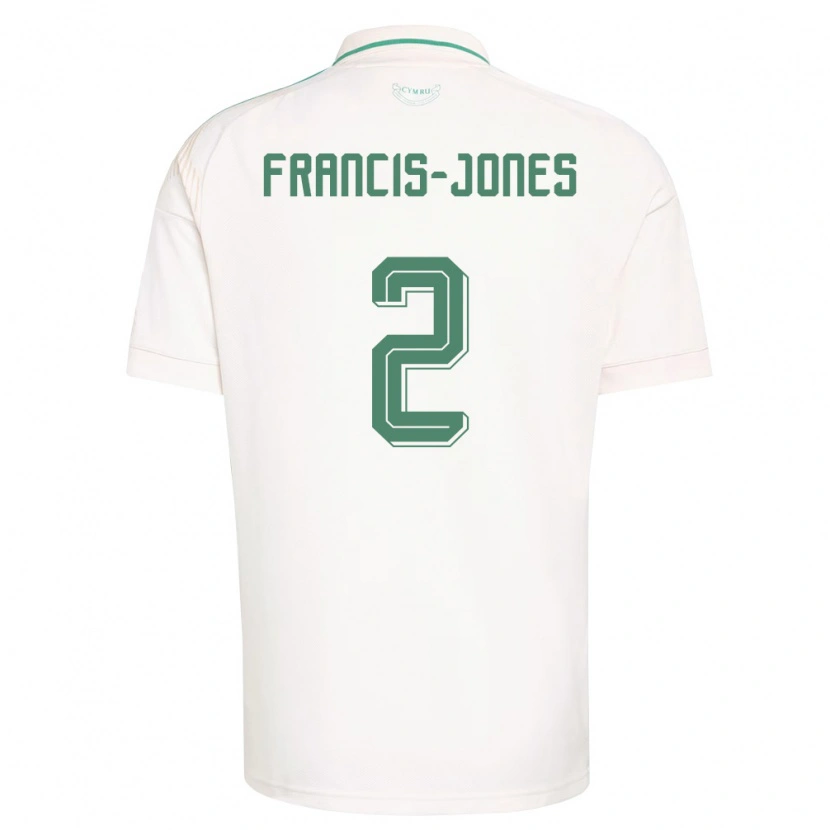 Danxen Hombre Camiseta Gales Maria Francis Jones #2 Blanco Marrón Verde 2ª Equipación 26-28 La Camisa