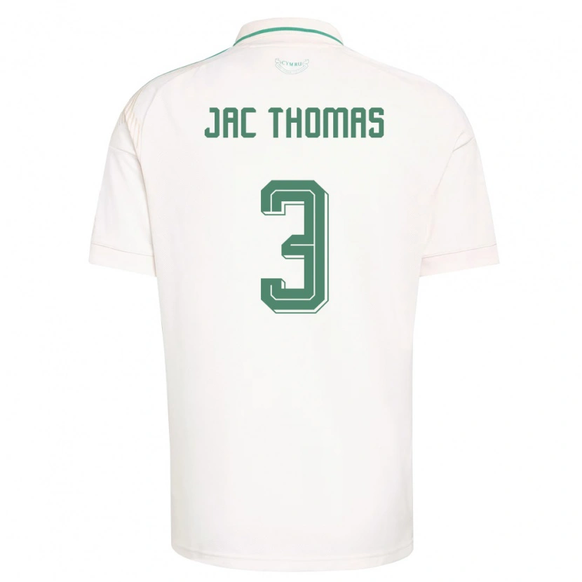 Danxen Hombre Camiseta Gales Jac Thomas #3 Blanco Marrón Verde 2ª Equipación 26-28 La Camisa