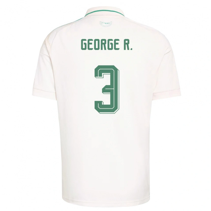 Danxen Hombre Camiseta Gales George Robinson #3 Blanco Marrón Verde 2ª Equipación 26-28 La Camisa