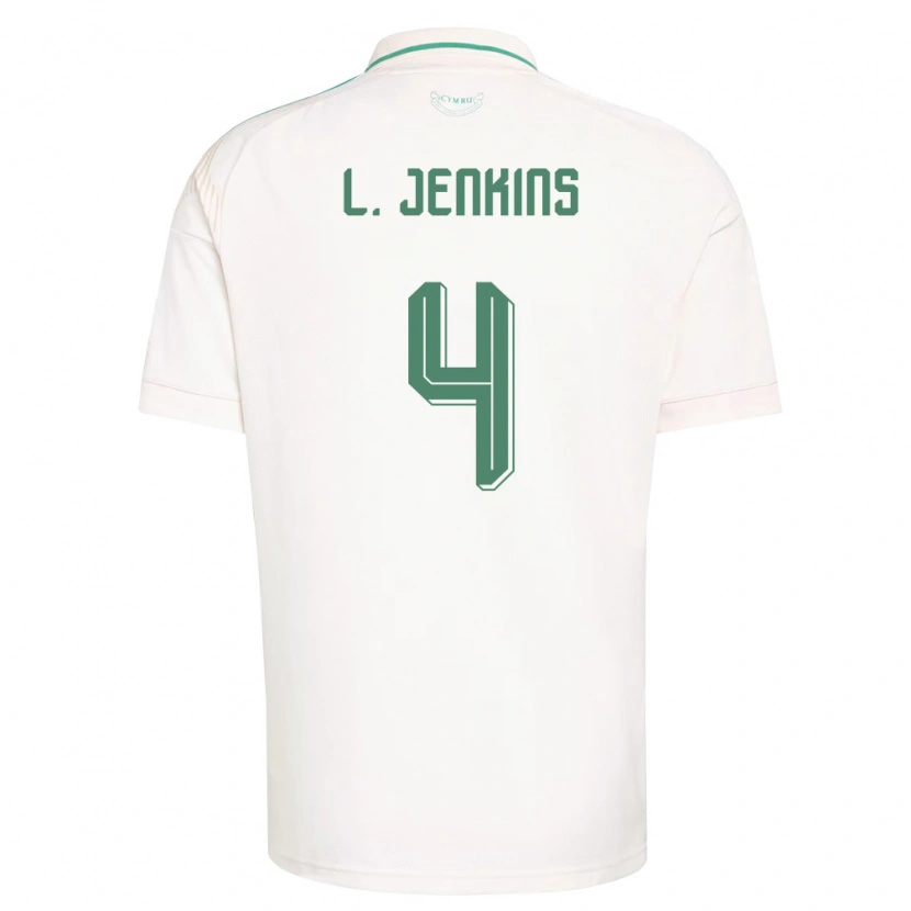 Danxen Hombre Camiseta Gales Lee Jenkins #4 Blanco Marrón Verde 2ª Equipación 26-28 La Camisa