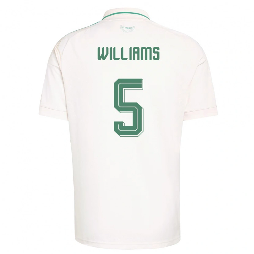 Danxen Hombre Camiseta Gales Ashton Williams #5 Blanco Marrón Verde 2ª Equipación 26-28 La Camisa