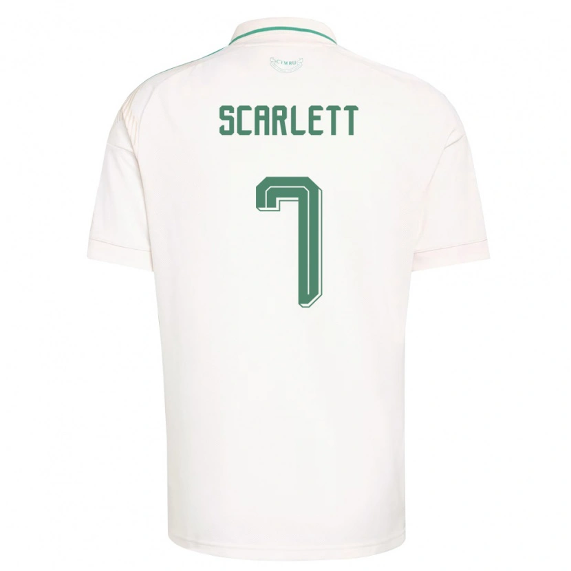Danxen Hombre Camiseta Gales Leon Scarlett #7 Blanco Marrón Verde 2ª Equipación 26-28 La Camisa