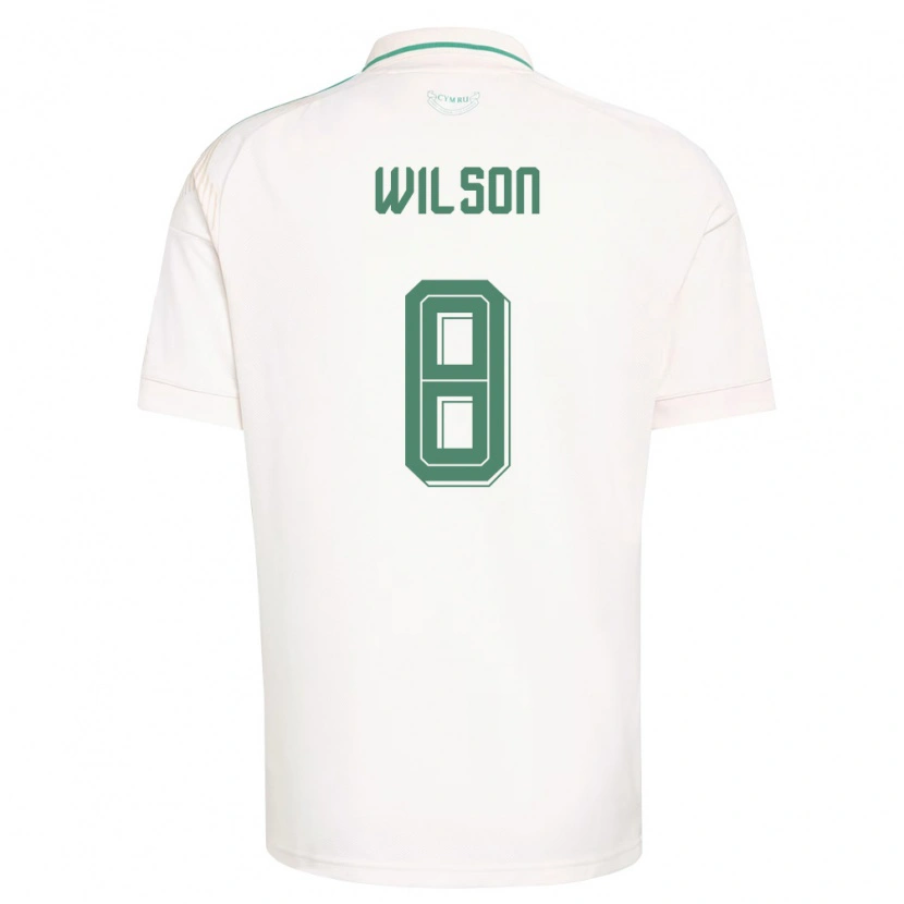 Danxen Hombre Camiseta Gales Harry Wilson #8 Blanco Marrón Verde 2ª Equipación 26-28 La Camisa