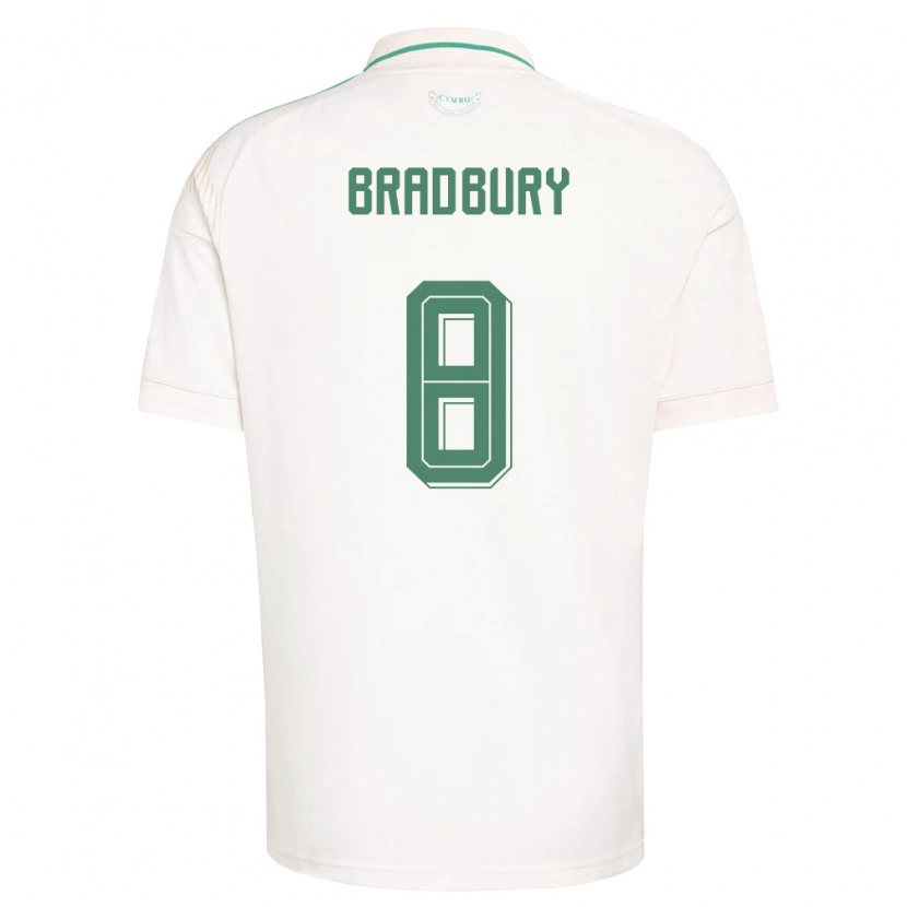 Danxen Hombre Camiseta Gales Makenzie Bradbury #8 Blanco Marrón Verde 2ª Equipación 26-28 La Camisa