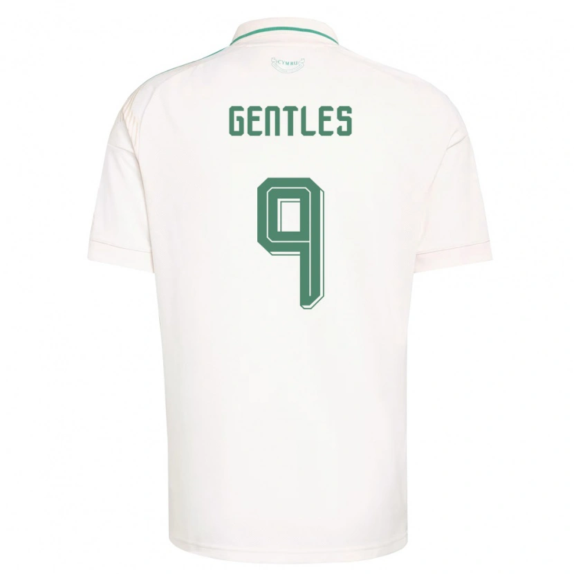 Danxen Hombre Camiseta Gales Josh Gentles #9 Blanco Marrón Verde 2ª Equipación 26-28 La Camisa