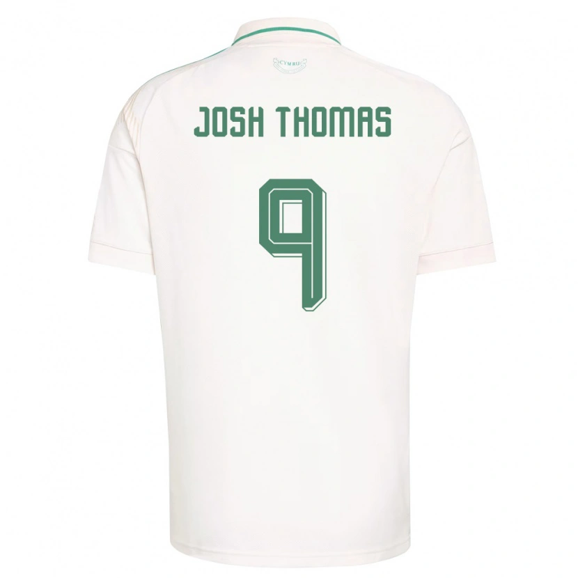 Danxen Hombre Camiseta Gales Josh Thomas #9 Blanco Marrón Verde 2ª Equipación 26-28 La Camisa