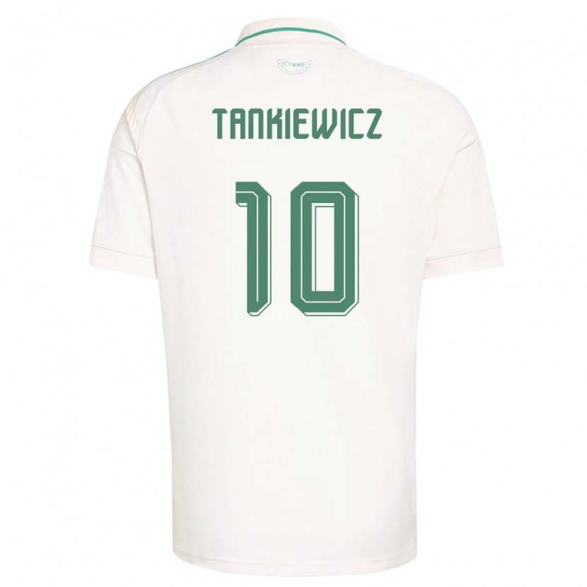 Danxen Hombre Camiseta Gales Rob Tankiewicz #10 Blanco Marrón Verde 2ª Equipación 26-28 La Camisa