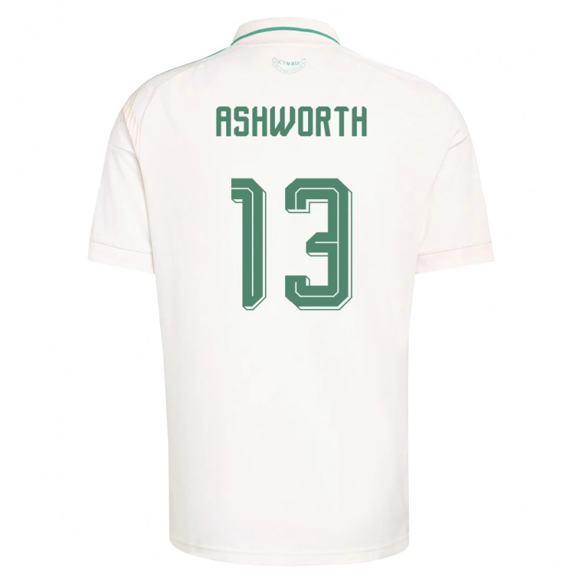 Danxen Hombre Camiseta Gales Fin Ashworth #13 Blanco Marrón Verde 2ª Equipación 26-28 La Camisa