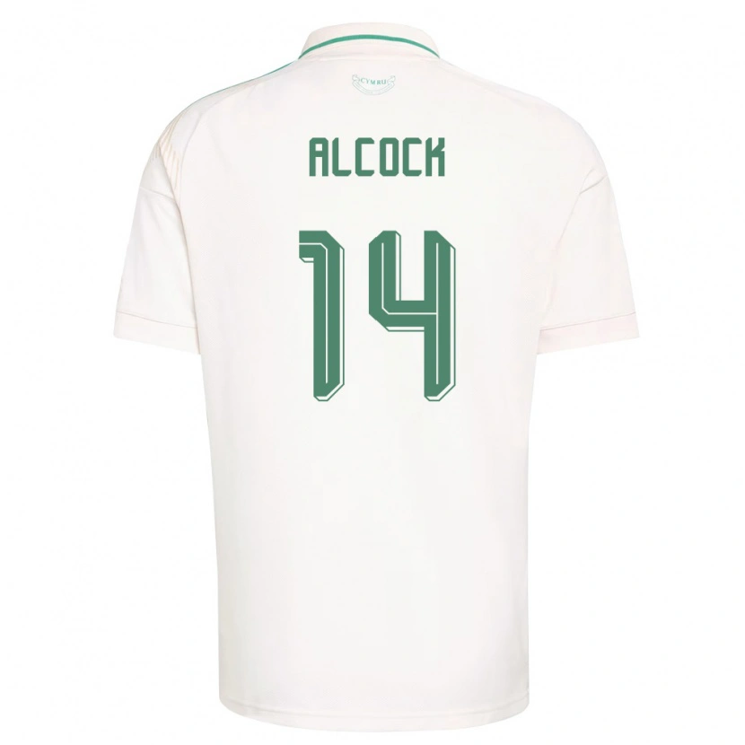Danxen Hombre Camiseta Gales Tom Alcock #14 Blanco Marrón Verde 2ª Equipación 26-28 La Camisa