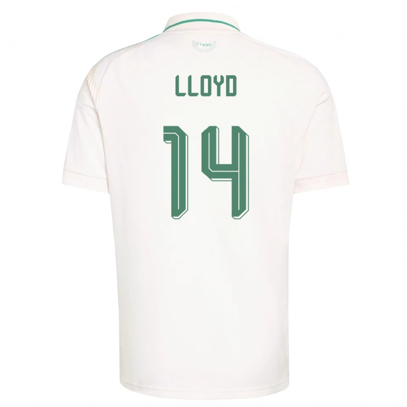 Danxen Hombre Camiseta Gales Oliver Lloyd #14 Blanco Marrón Verde 2ª Equipación 26-28 La Camisa