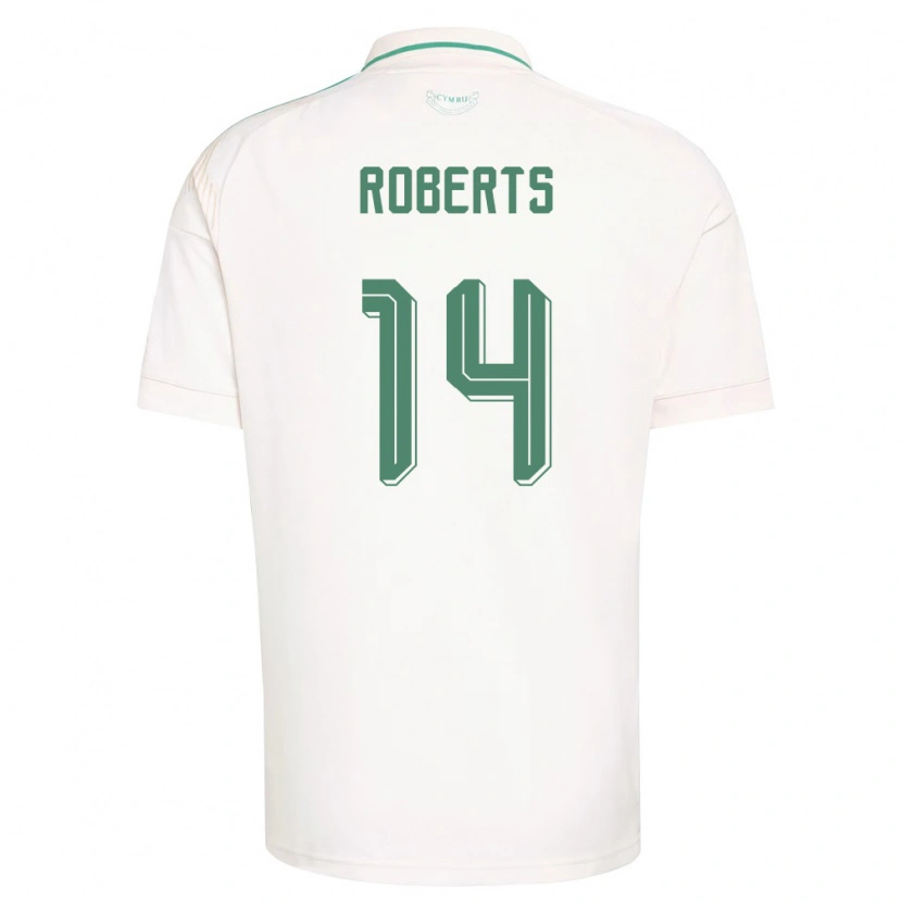 Danxen Hombre Camiseta Gales Connor Roberts #14 Blanco Marrón Verde 2ª Equipación 26-28 La Camisa