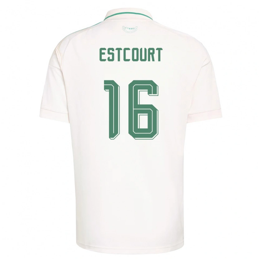 Danxen Hombre Camiseta Gales Charlotte Estcourt #16 Blanco Marrón Verde 2ª Equipación 26-28 La Camisa