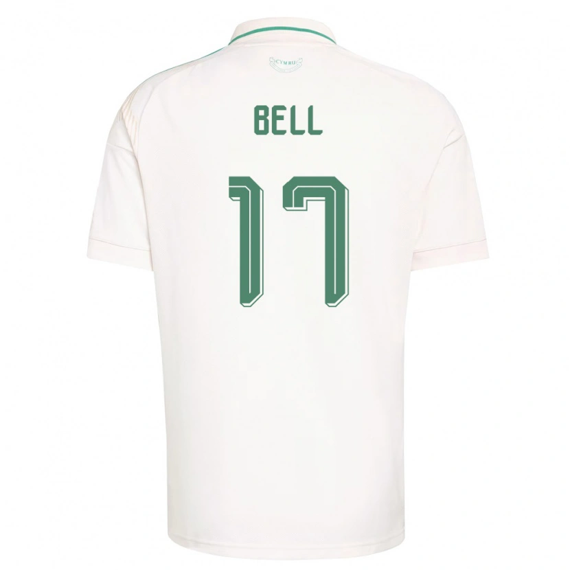 Danxen Hombre Camiseta Gales Zac Bell #17 Blanco Marrón Verde 2ª Equipación 26-28 La Camisa