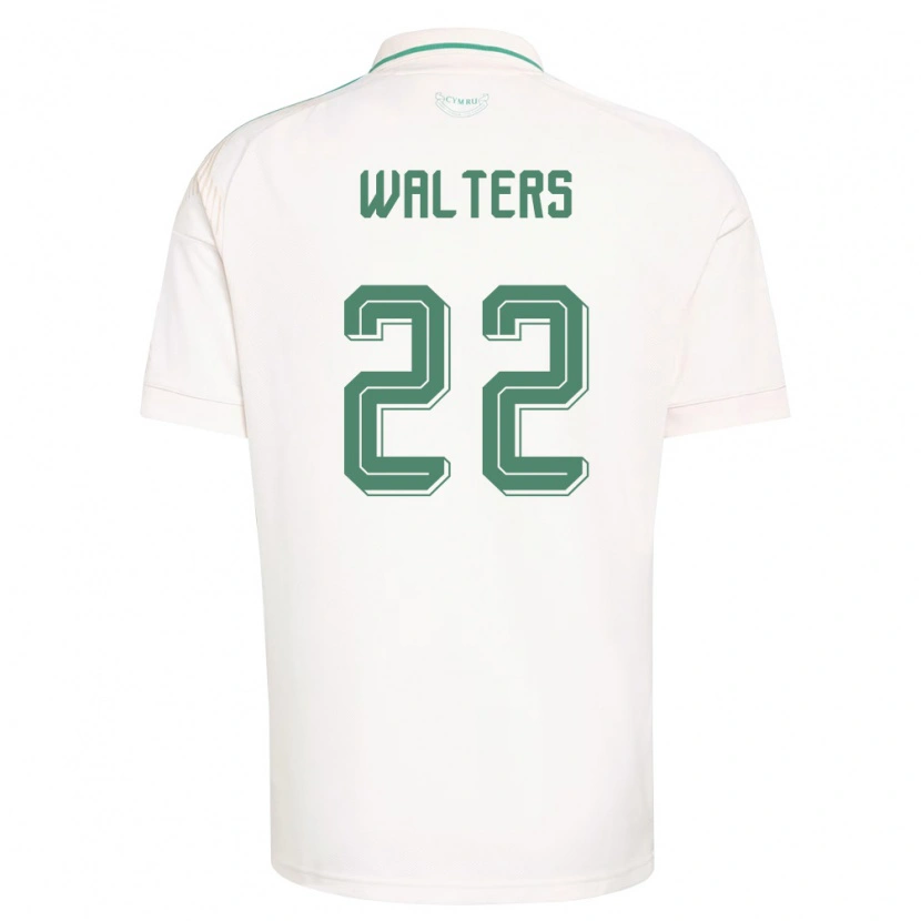 Danxen Hombre Camiseta Gales Georgia Walters #22 Blanco Marrón Verde 2ª Equipación 26-28 La Camisa