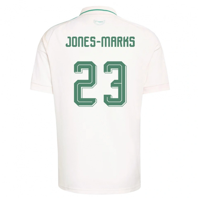 Danxen Hombre Camiseta Gales Sonnie Jones-Marks #23 Blanco Marrón Verde 2ª Equipación 26-28 La Camisa