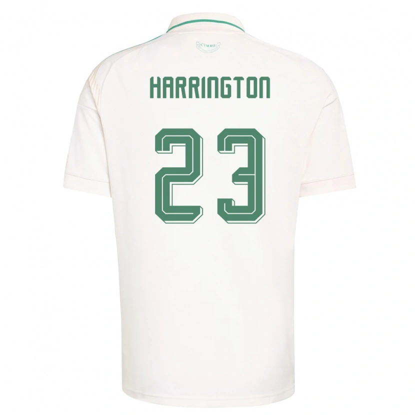 Danxen Hombre Camiseta Gales David Harrington #23 Blanco Marrón Verde 2ª Equipación 26-28 La Camisa