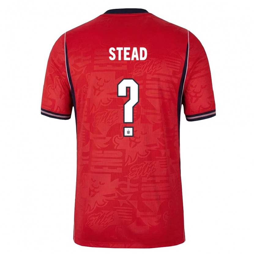 Danxen Hombre Camiseta Inglaterra Callum Stead #0 Rojo Marino Blanco 2ª Equipación 26-28 La Camisa