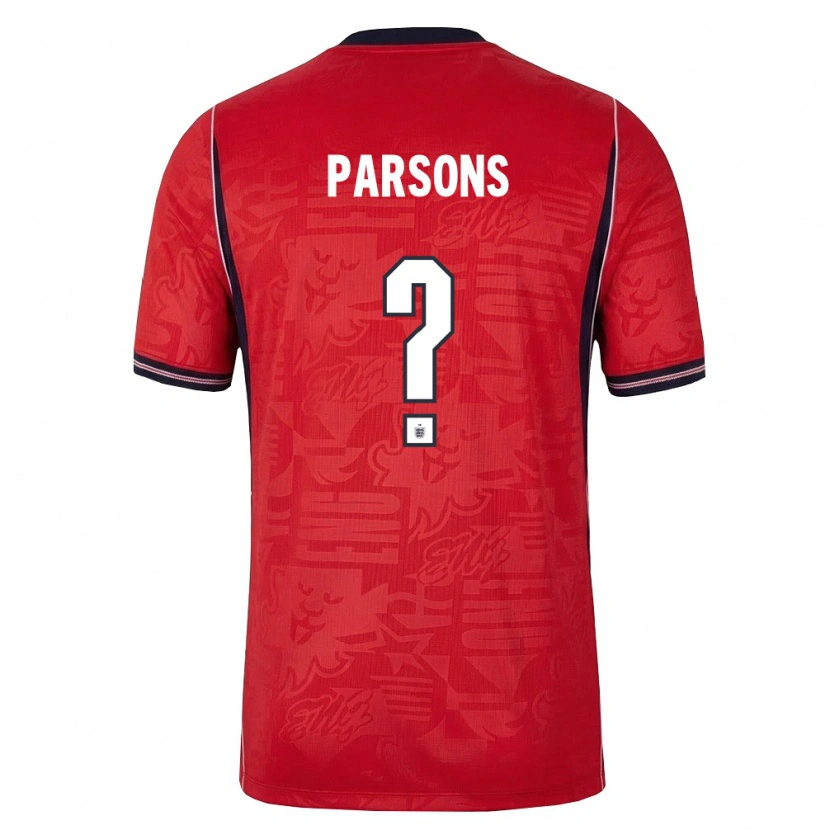 Danxen Hombre Camiseta Inglaterra Jacob Parsons #0 Rojo Marino Blanco 2ª Equipación 26-28 La Camisa