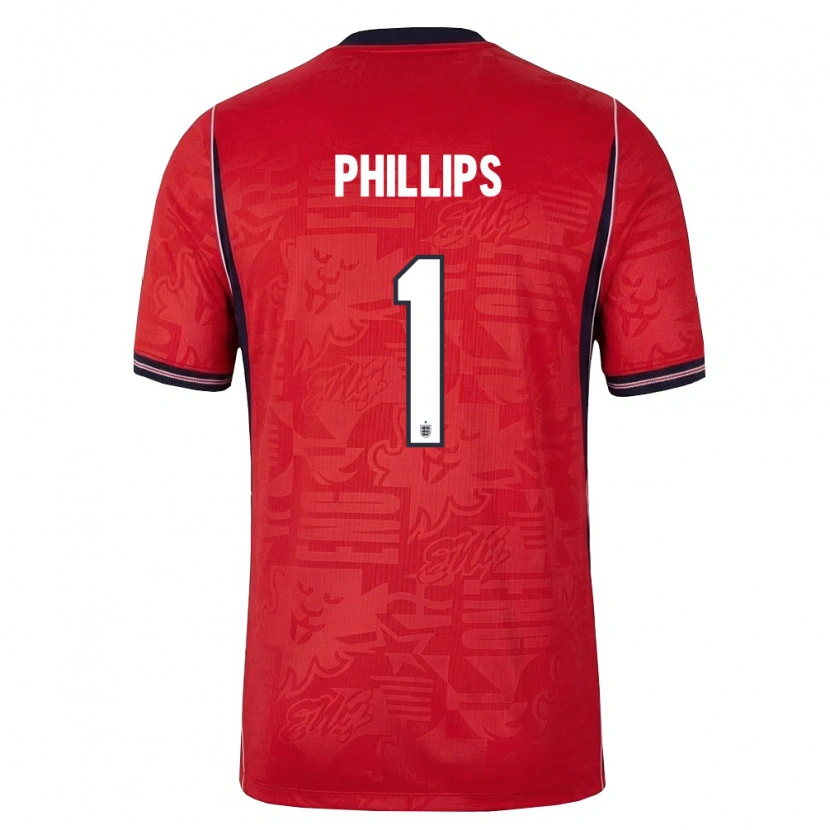 Danxen Hombre Camiseta Inglaterra Charlie Phillips #1 Rojo Marino Blanco 2ª Equipación 26-28 La Camisa