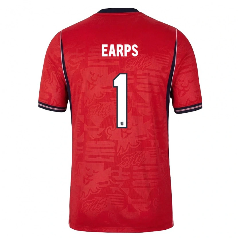 Danxen Hombre Camiseta Inglaterra Mary Earps #1 Rojo Marino Blanco 2ª Equipación 26-28 La Camisa