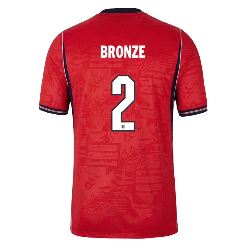 Danxen Hombre Camiseta Inglaterra Lucy Bronze #2 Rojo Marino Blanco 2ª Equipación 26-28 La Camisa