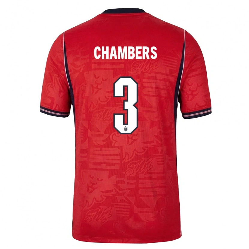 Danxen Hombre Camiseta Inglaterra Luke Chambers #3 Rojo Marino Blanco 2ª Equipación 26-28 La Camisa