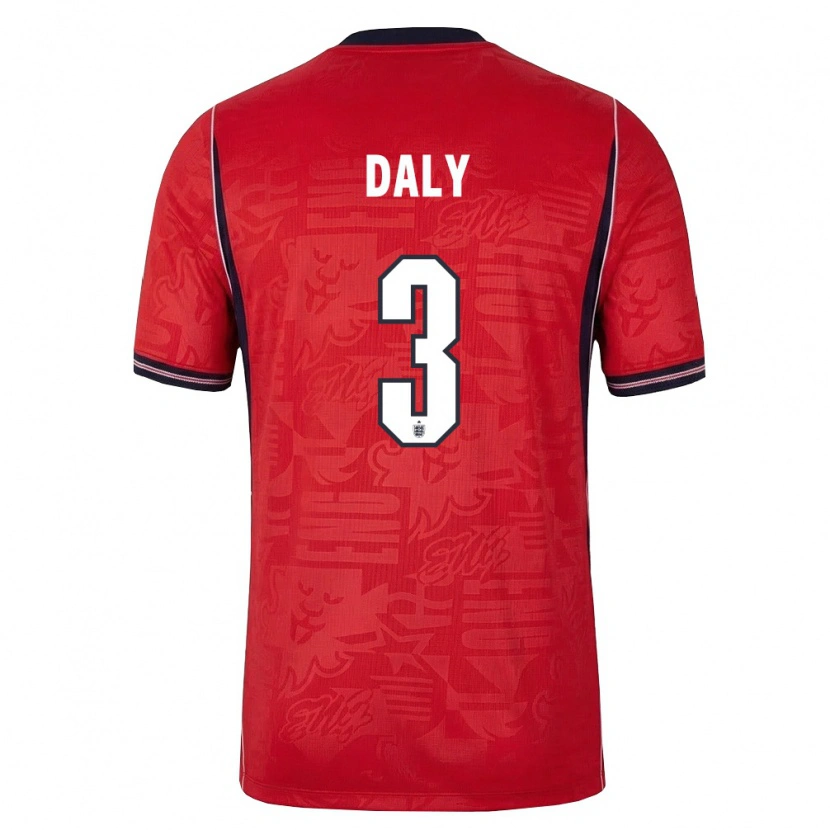 Danxen Hombre Camiseta Inglaterra Rachel Daly #3 Rojo Marino Blanco 2ª Equipación 26-28 La Camisa
