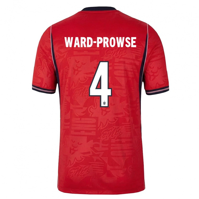 Danxen Hombre Camiseta Inglaterra James Ward-Prowse #4 Rojo Marino Blanco 2ª Equipación 26-28 La Camisa