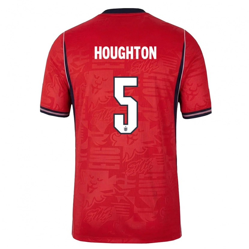 Danxen Hombre Camiseta Inglaterra Steph Houghton #5 Rojo Marino Blanco 2ª Equipación 26-28 La Camisa