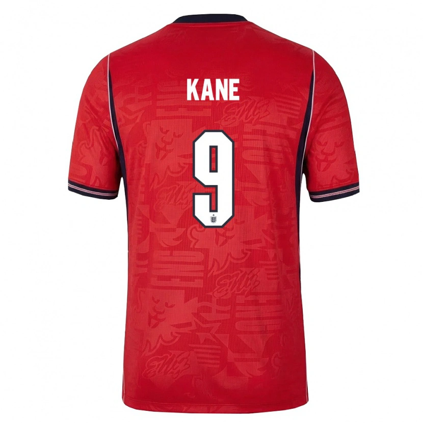 Danxen Hombre Camiseta Inglaterra Harry Kane #9 Rojo Marino Blanco 2ª Equipación 26-28 La Camisa