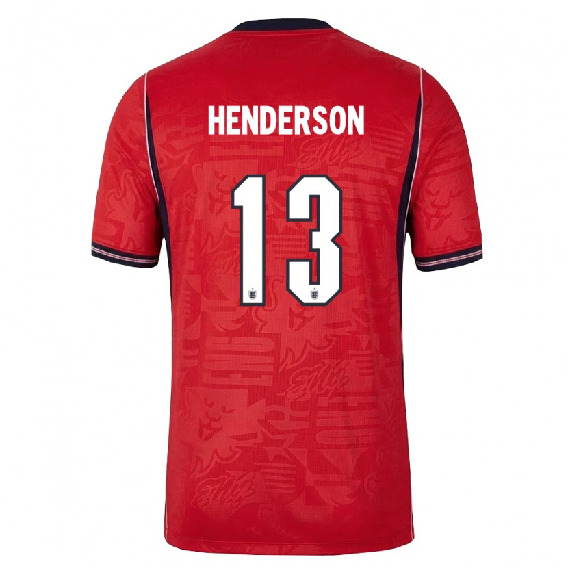 Danxen Hombre Camiseta Inglaterra Dean Henderson #13 Rojo Marino Blanco 2ª Equipación 26-28 La Camisa
