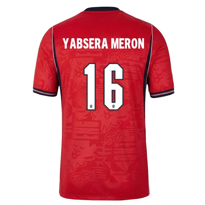 Danxen Hombre Camiseta Inglaterra Yabsera Meron #16 Rojo Marino Blanco 2ª Equipación 26-28 La Camisa