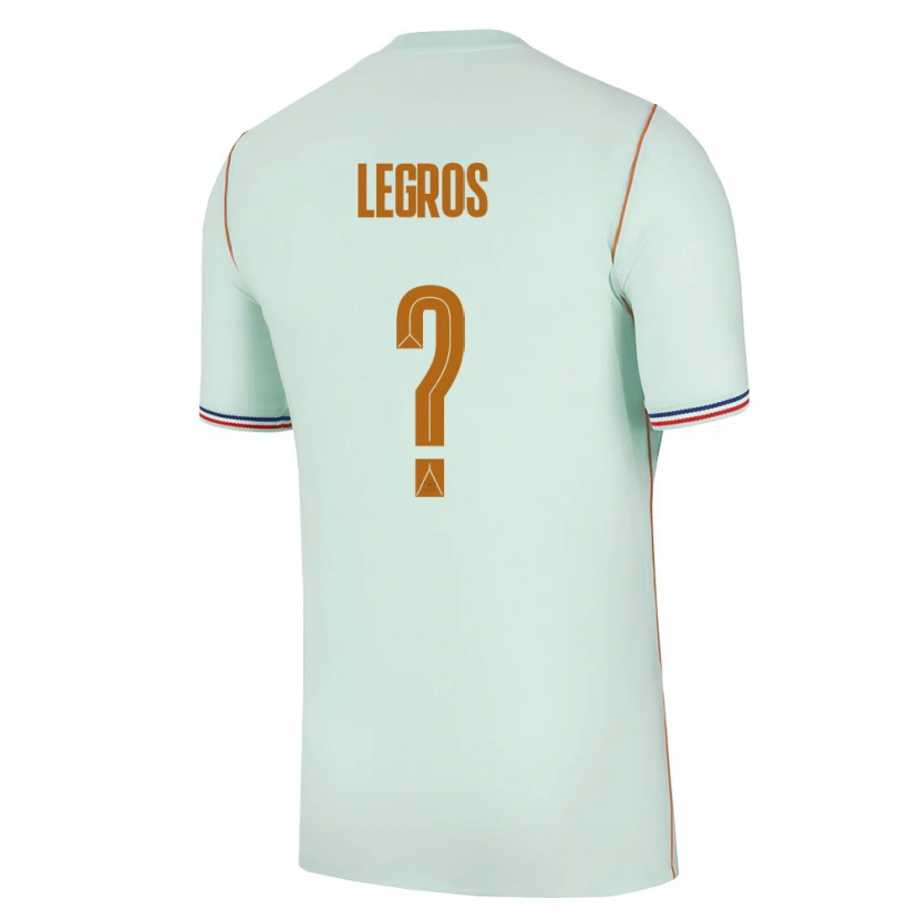 Danxen Hombre Camiseta Francia Elikya Legros #0 Verde Oro 2ª Equipación 26-28 La Camisa