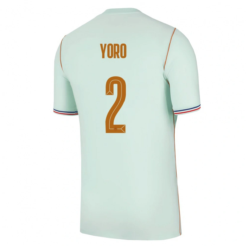 Danxen Hombre Camiseta Francia Leny Yoro #2 Verde Oro 2ª Equipación 26-28 La Camisa