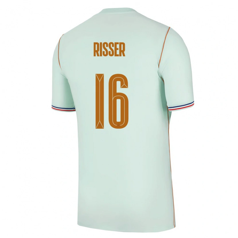 Danxen Hombre Camiseta Francia Robin Risser #16 Verde Oro 2ª Equipación 26-28 La Camisa
