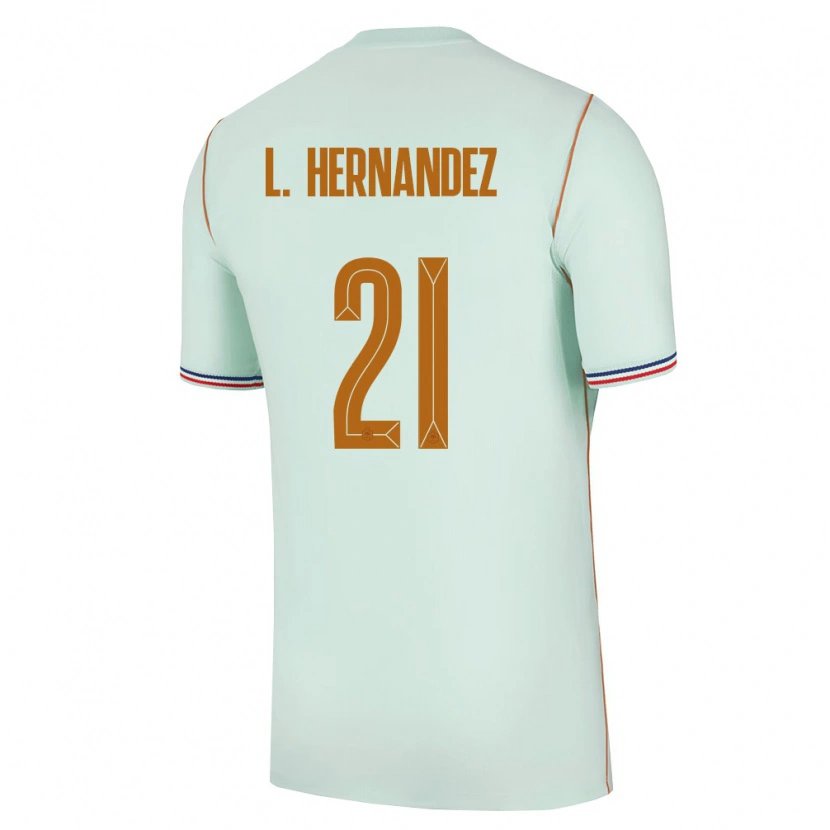 Danxen Hombre Camiseta Francia Lucas Hernández #21 Verde Oro 2ª Equipación 26-28 La Camisa