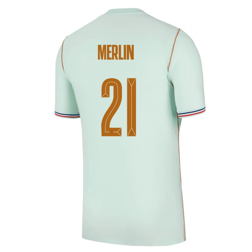 Danxen Hombre Camiseta Francia Quentin Merlin #21 Verde Oro 2ª Equipación 26-28 La Camisa