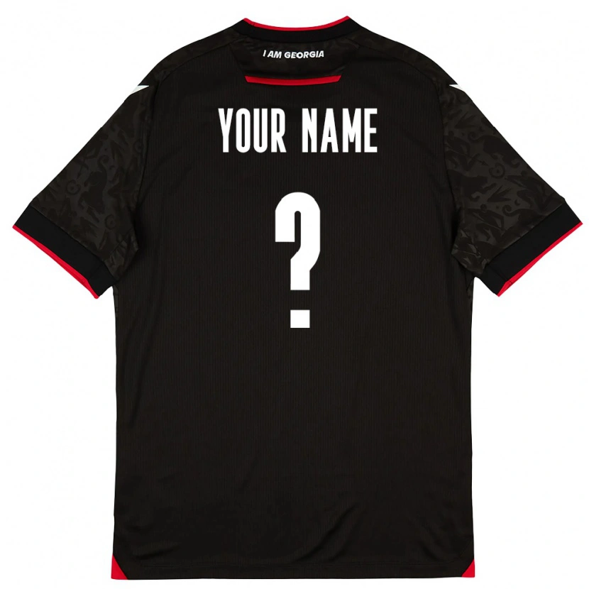Danxen Hombre Camiseta Georgia Su Nombre #0 Negro Blanco Rojo 2ª Equipación 26-28 La Camisa