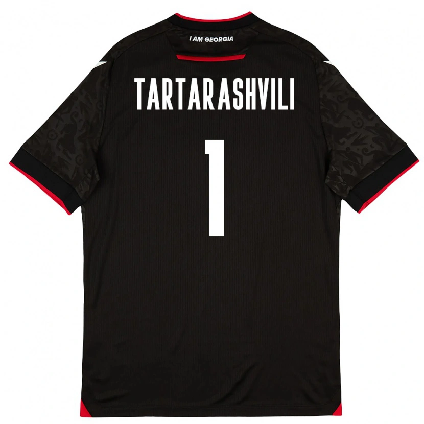 Danxen Hombre Camiseta Georgia Saba Tartarashvili #1 Negro Blanco Rojo 2ª Equipación 26-28 La Camisa