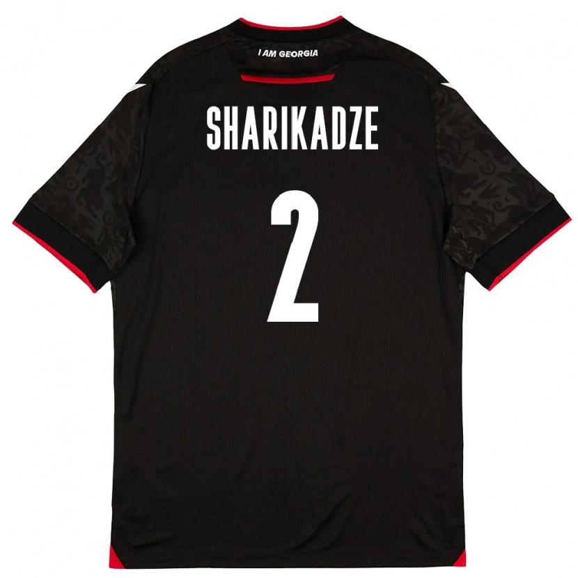Danxen Hombre Camiseta Georgia Luka Sharikadze #2 Negro Blanco Rojo 2ª Equipación 26-28 La Camisa