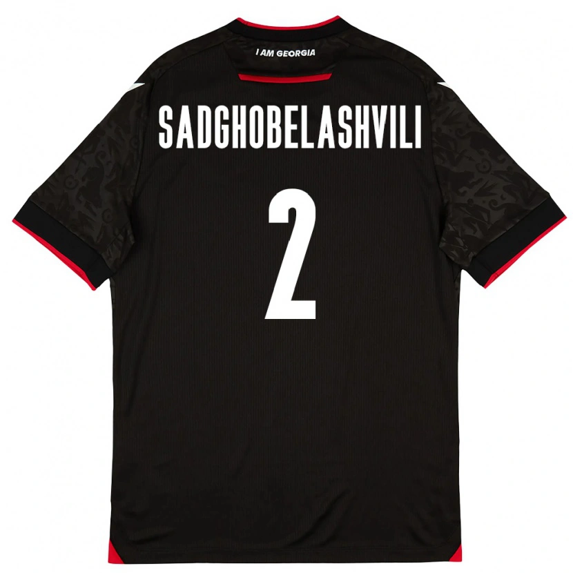 Danxen Hombre Camiseta Georgia Gela Sadghobelashvili #2 Negro Blanco Rojo 2ª Equipación 26-28 La Camisa