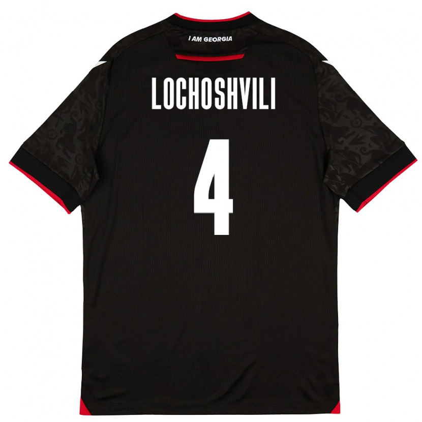 Danxen Hombre Camiseta Georgia Luka Lochoshvili #4 Negro Blanco Rojo 2ª Equipación 26-28 La Camisa
