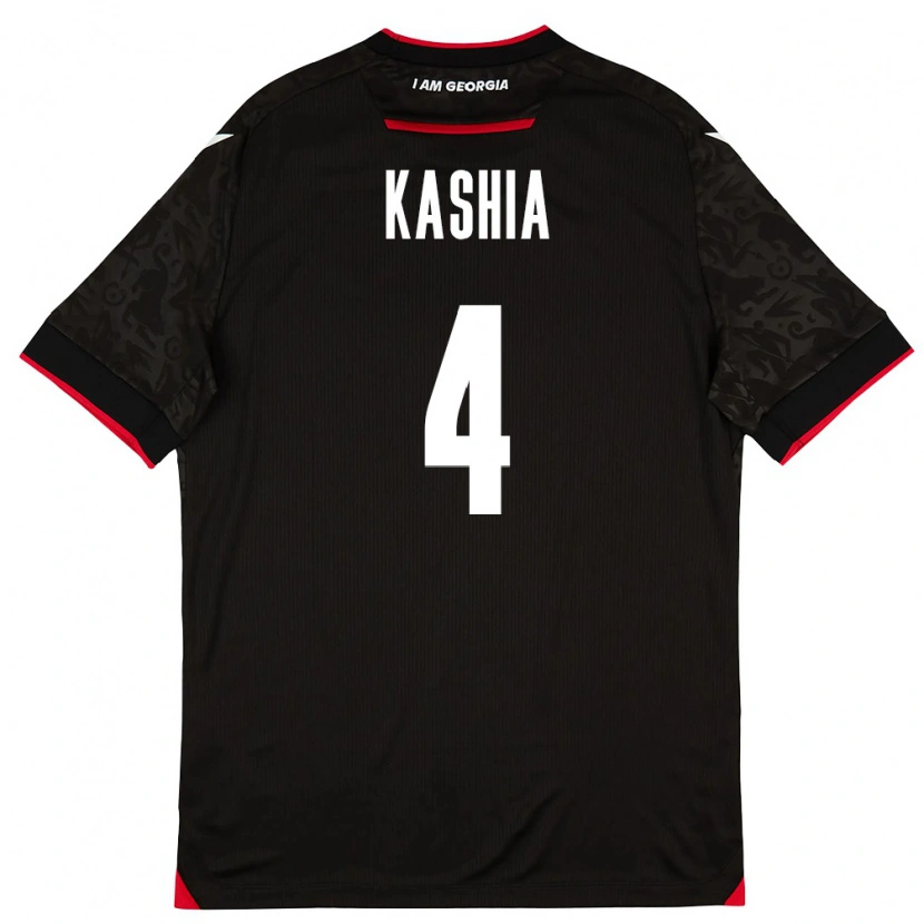 Danxen Hombre Camiseta Georgia Guram Kashia #4 Negro Blanco Rojo 2ª Equipación 26-28 La Camisa