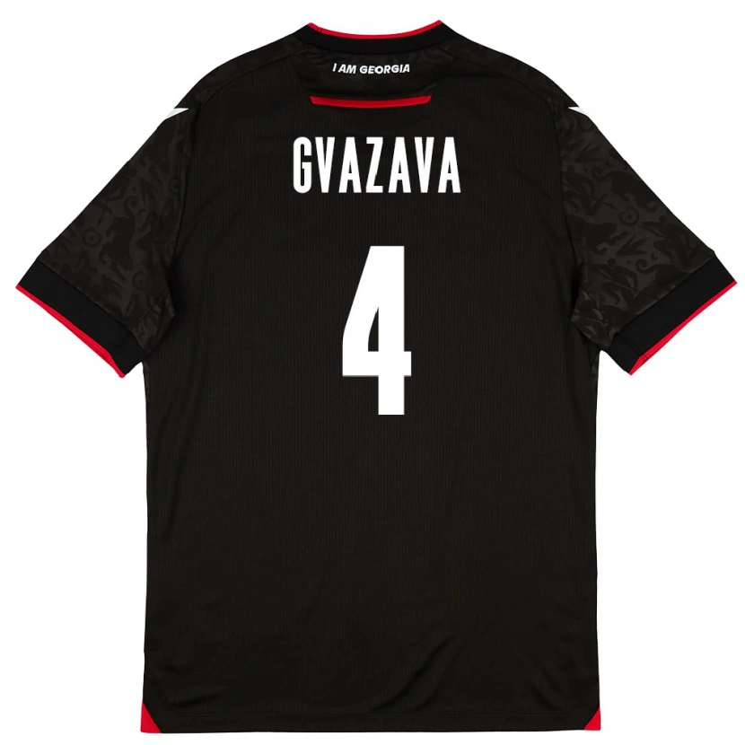 Danxen Hombre Camiseta Georgia Nikoloz Gvazava #4 Negro Blanco Rojo 2ª Equipación 26-28 La Camisa