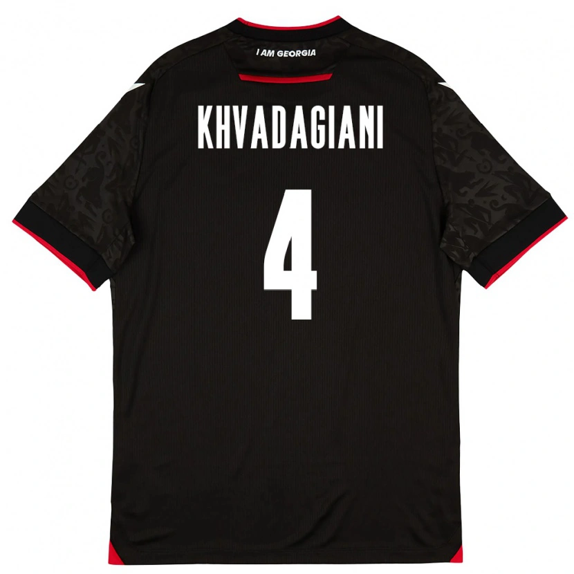 Danxen Hombre Camiseta Georgia Saba Khvadagiani #4 Negro Blanco Rojo 2ª Equipación 26-28 La Camisa