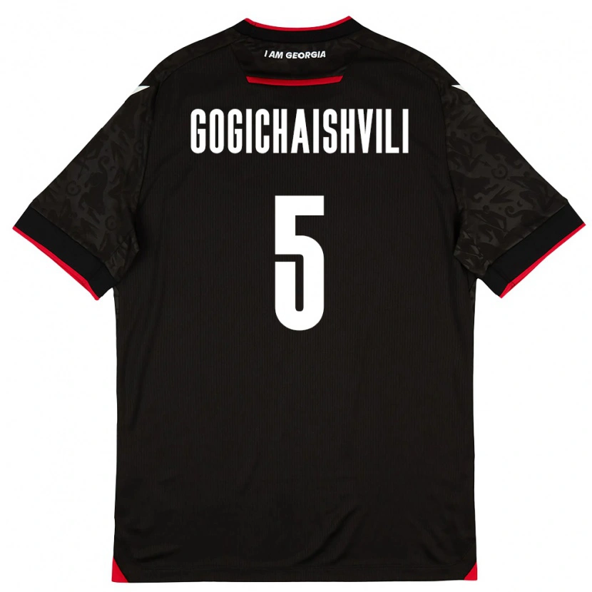 Danxen Hombre Camiseta Georgia Ioann Gogichaishvili #5 Negro Blanco Rojo 2ª Equipación 26-28 La Camisa