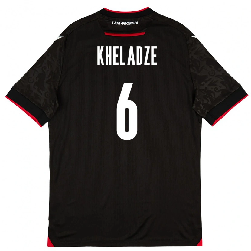 Danxen Hombre Camiseta Georgia Luka Kheladze #6 Negro Blanco Rojo 2ª Equipación 26-28 La Camisa