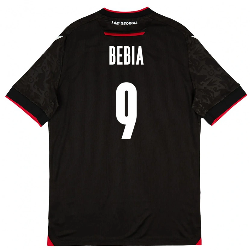 Danxen Hombre Camiseta Georgia Maiko Bebia #9 Negro Blanco Rojo 2ª Equipación 26-28 La Camisa