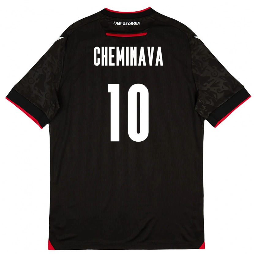 Danxen Hombre Camiseta Georgia Ana Cheminava #10 Negro Blanco Rojo 2ª Equipación 26-28 La Camisa