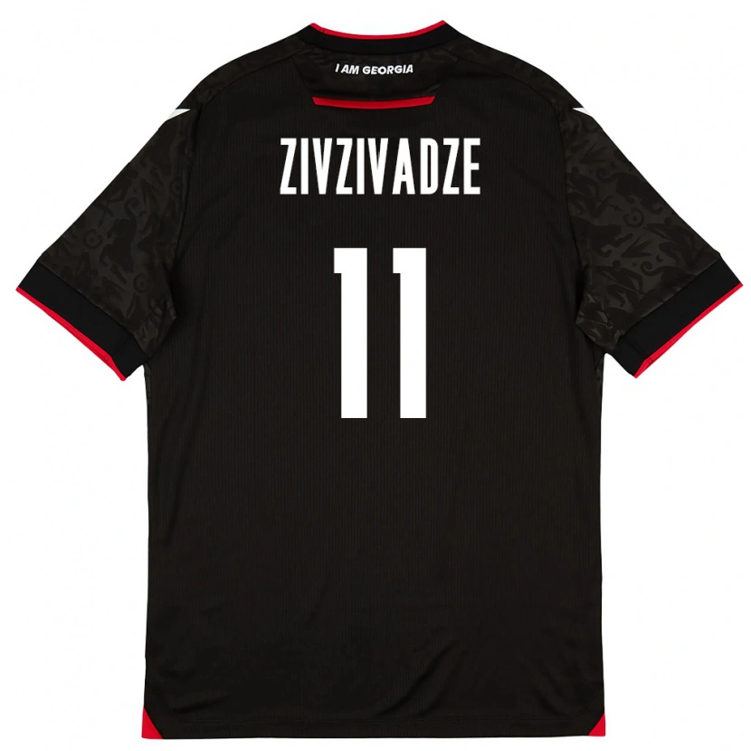 Danxen Hombre Camiseta Georgia Budu Zivzivadze #11 Negro Blanco Rojo 2ª Equipación 26-28 La Camisa